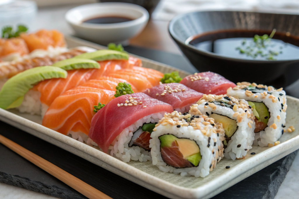 Fresh ingredients to make a flavorful sushi bake